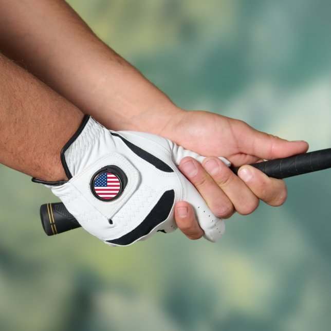 USA Flag Golf Glove with Marker (Swing)