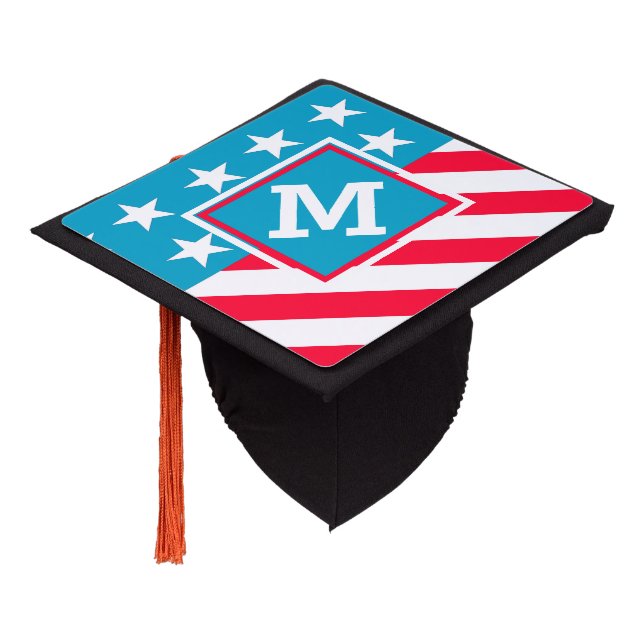 USA Flag Graduation Cap Topper (Angled)