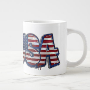USA Flag Graffity Personalized Text Giant Coffee Mug