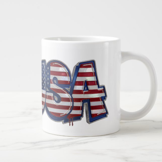 USA Flag Graffity Personalized Text Giant Coffee Mug (Right)
