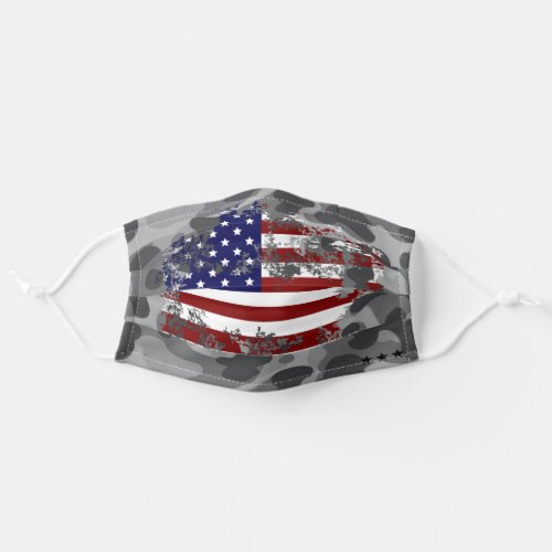 USA Flag Gray Camo Pattern Cool Mens Camouflage Adult Cloth Face Mask