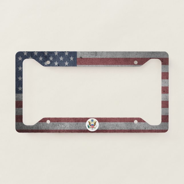 Usa flag-Great Seal  License Plate Frame (Front)