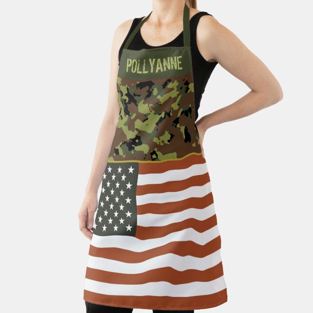 USA Flag Green Camo Custom Apron (Insitu)