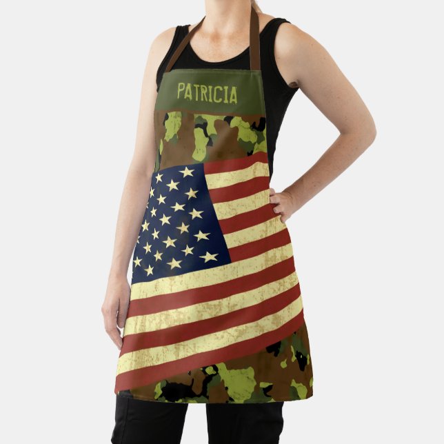 USA Flag Green Camo Custom Apron (Insitu)