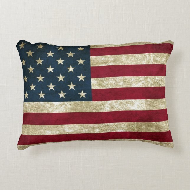 USA Flag Grunge Decorative Pillow (Front)