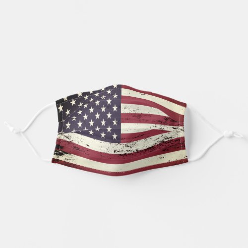 USA Flag Grunge Distressed Style Cream Version Adult Cloth Face Mask