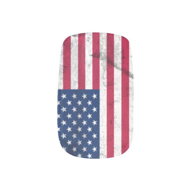 USA Flag Grunge Effect Nail Art (Left Thumb)