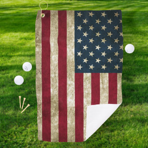 USA Flag Grunge Golf Towel