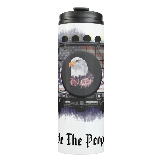 *~* USA Flag Grunge Off Road SUV  AP16  Eagle Thermal Tumbler (Front)
