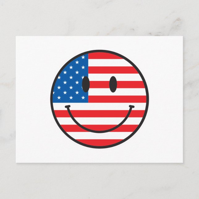 USA Flag Happy Face Postcard (Front)