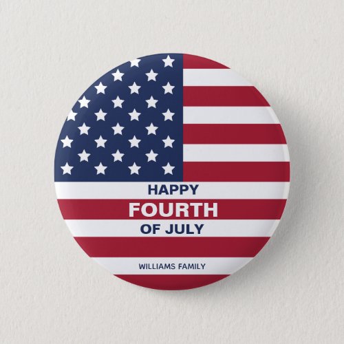 USA Flag Happy Fourth of July Custom Text Button