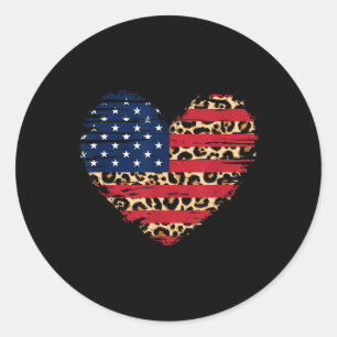 Usa Flag Heart American Patriotic Armed Forces Classic Round Sticker