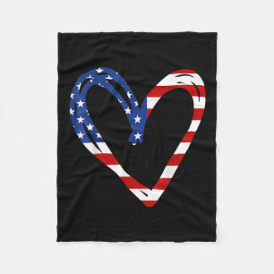 Usa Flag Heart American Patriotic Armed Forces Fleece Blanket