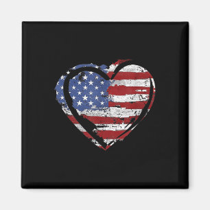 Usa Flag Heart American Patriotic Armed Forces Magnet