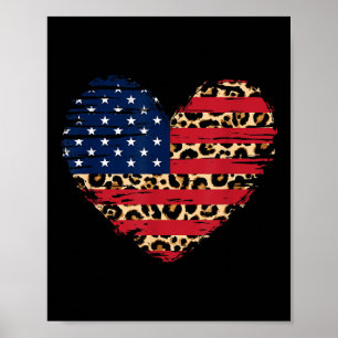 Usa Flag Heart American Patriotic Armed Forces Poster