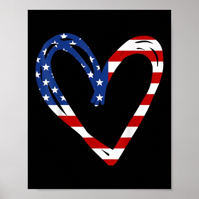 Usa Flag Heart American Patriotic Armed Forces Poster (Front)