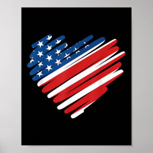 Usa Flag Heart American Patriotic Memorial Day Poster
