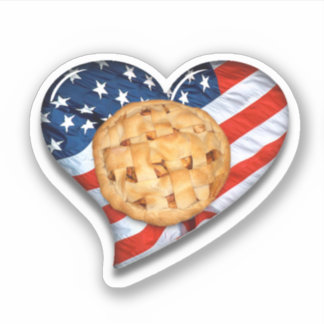 USA Flag Heart and Apple Pie Sticker