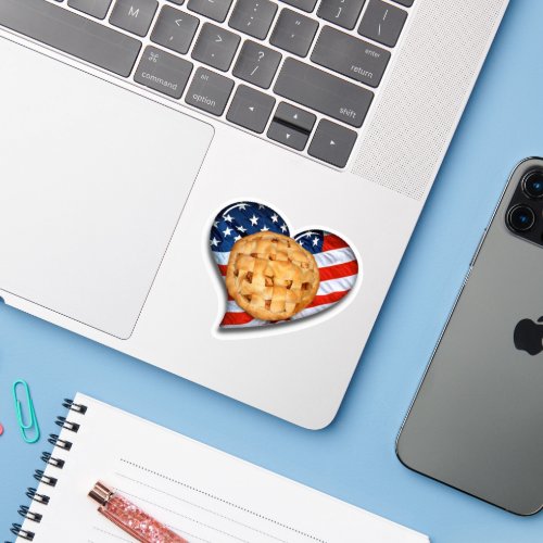 USA Flag Heart and Apple Pie Sticker