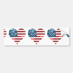 usa flag heart bumper sticker