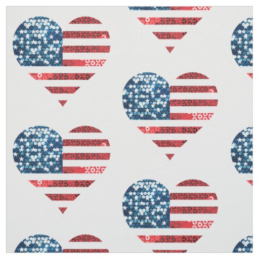 usa flag heart fabric