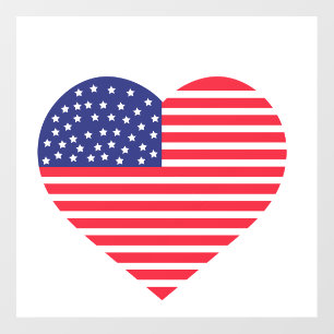 usa flag heart floor decals