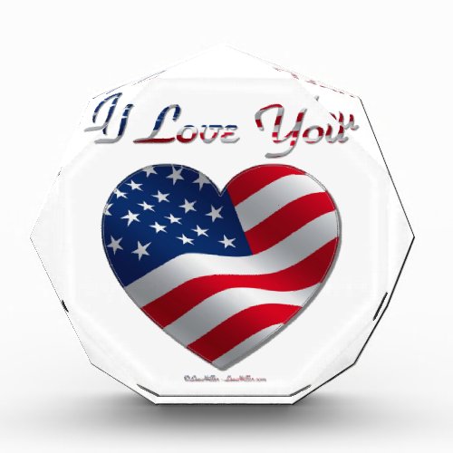 USA Flag Heart I Love You Award