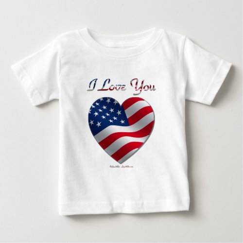 USA Flag Heart I Love You Baby T_Shirt