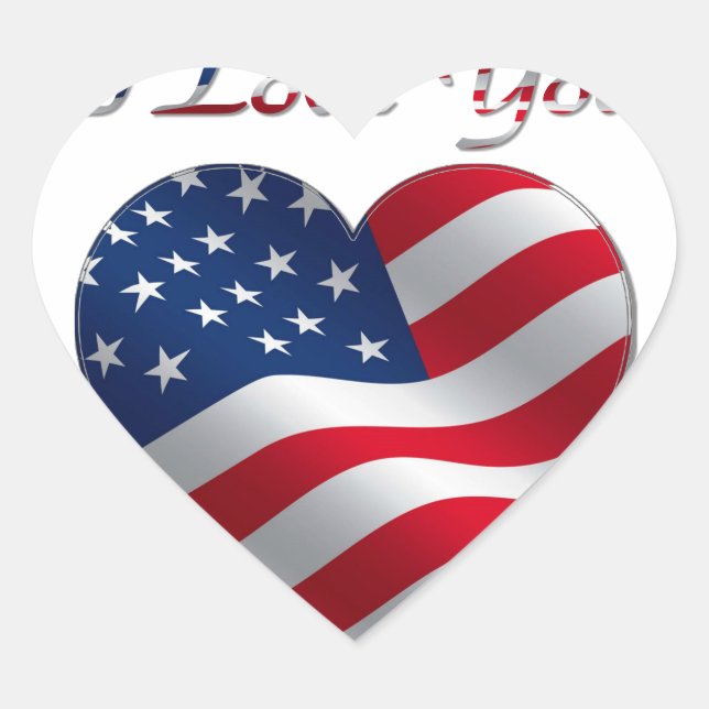 USA Flag Heart I Love You Sticker (Front)