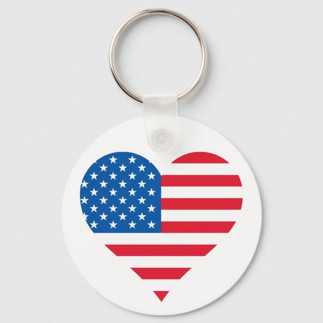Usa Flag Heart Key Chain (Front)