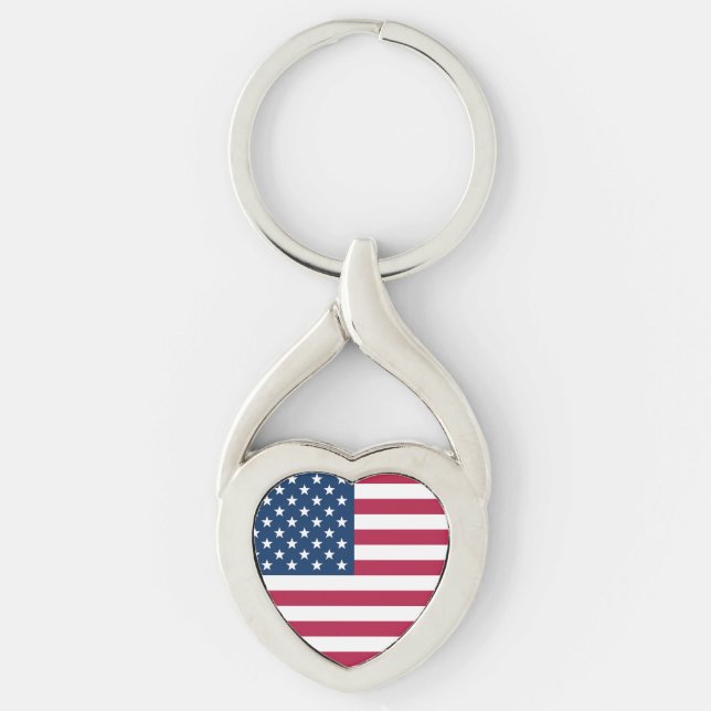 USA Flag Heart Keychain (Front)