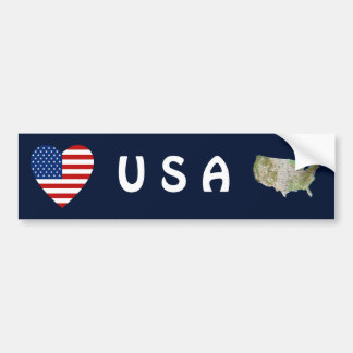 USA Flag Heart + Map Bumper Sticker