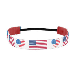 Usa Flag Heart Non-Slip Headband