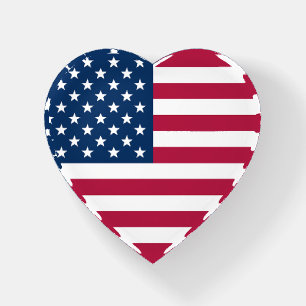 USA Flag Heart Paperweight