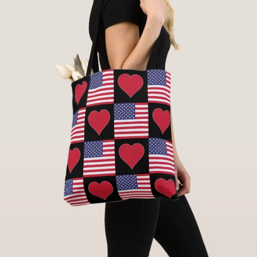 USA Flag Heart Patriotic American United States Tote Bag