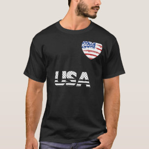 Usa Flag Heart Patriotic Merica 4th Of July Us Ind T-Shirt