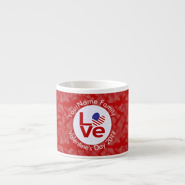 USA Flag Heart Red LOVE  Espresso Cup (Front)