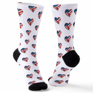 USA Flag Hearts Patriotic Socks