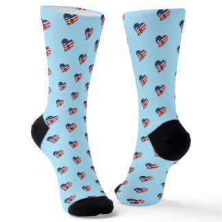 USA Flag Hearts Patriotic Socks