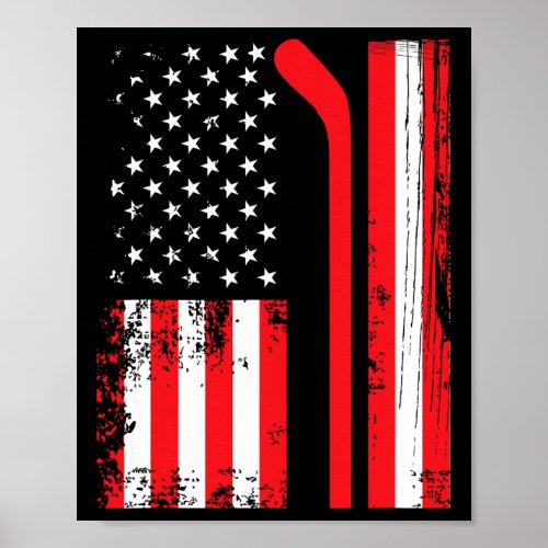 Usa Flag Hockey American Flag Patriotic Ice Hockey Poster