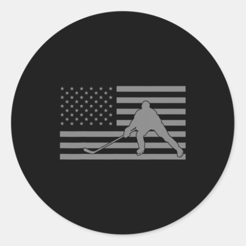 Usa Flag Hockey Apparel _ American Flag Hockey  Classic Round Sticker