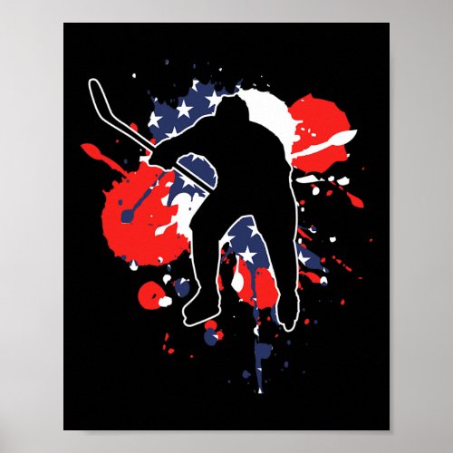 Usa Flag Hockey Player _ American Ice Hockey  Poster