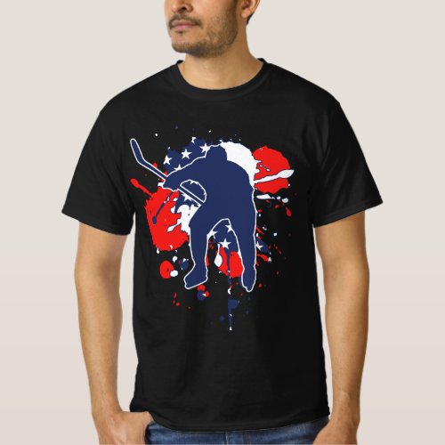 USA Flag Hockey Player _ American Ice Hockey T_Shirt