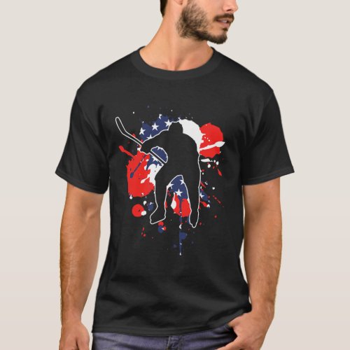 Usa Flag Hockey Player _ American Ice Hockey  T_Shirt