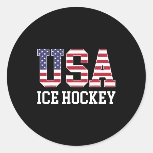 Usa Flag Hockey Player _ American Usa Ice Hockey  Classic Round Sticker
