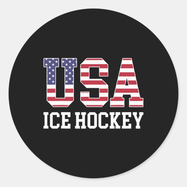 Usa Flag Hockey Player - American Usa Ice Hockey  Classic Round Sticker (Front)
