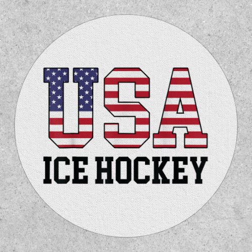 USA Flag Hockey Player _ American USA Ice Hockey Patch