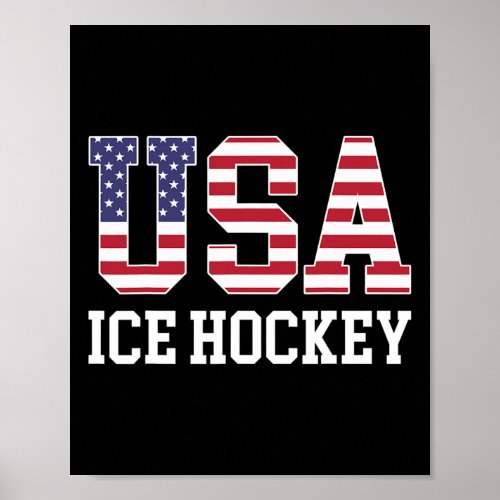 Usa Flag Hockey Player _ American Usa Ice Hockey  Poster