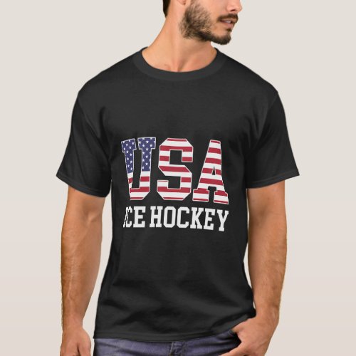 Usa Flag Hockey Player American Usa Ice Hockey T_Shirt