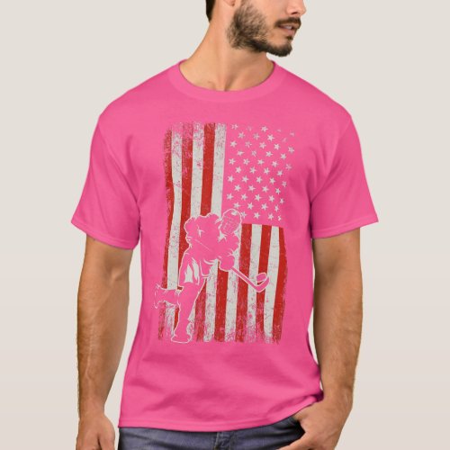 USA Flag Hockey Player T_Shirt